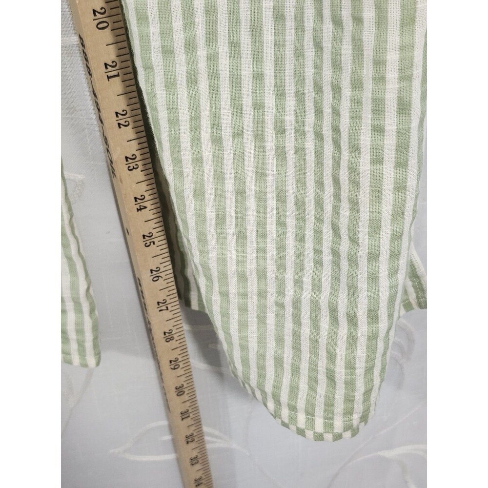 Salty Lemon Women's XL White Green Stripe Beach Pants Leg Slits Boho - Picture 7 of 13
